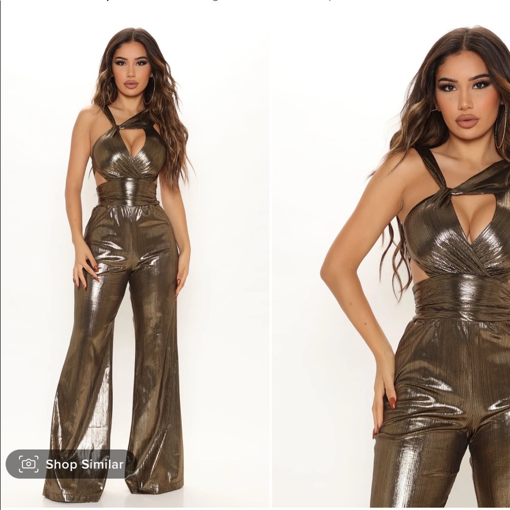Fashion Nova Girls Night Out Metallic Jumpsuit
